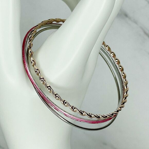 Lot of 3 Multicolor Stackable Bangle Bracelets - Picture 8 of 8